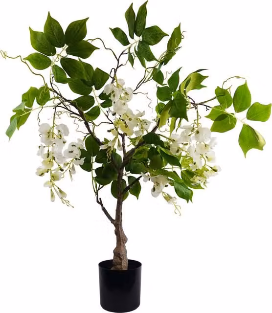 Artificial White Wisteria Bush Tree with Leaves