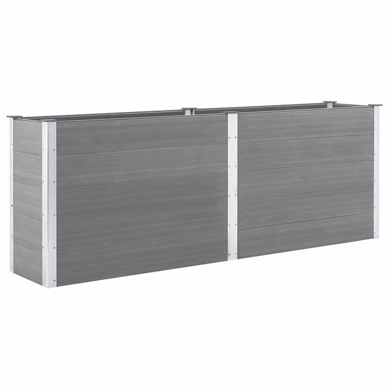 Berkfield Home Garden Grey WPC Raised Bed W: 250 cm, D: 50 cm, H: 91 cm