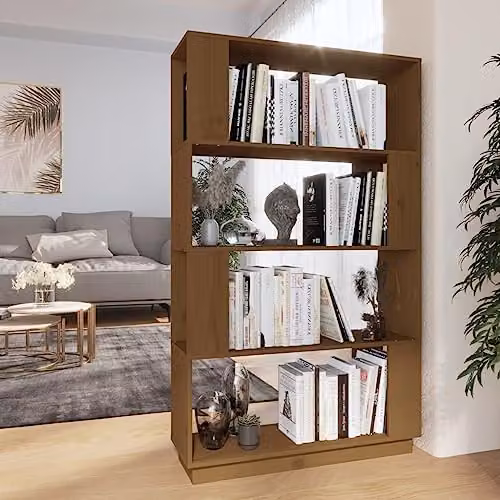 vidaXL Solid Wood Book Cabinet and Room Divider in Honey Brown, W: 80 cm, D: 25 cm, H: 132 cm – 2