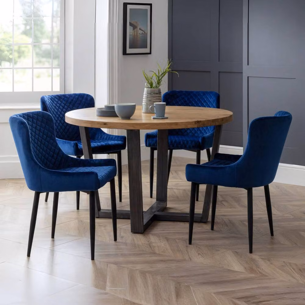 Cheshire Cromwell Set of 2 Modern Blue Velvet Dining Chairs – 6