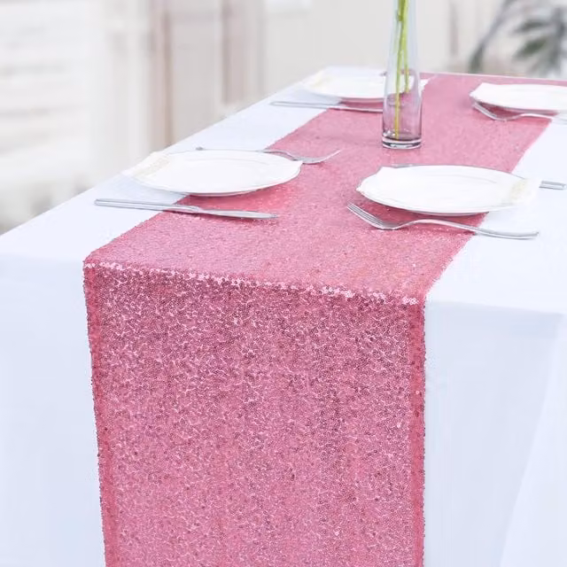 Trimming Shop Neel Blue Glitter Sequin Rectangular Table Runner, W/D/H: 27.94 x 274.32 x 27.94 cm – 1