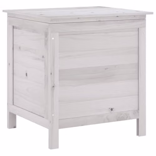 vidaXL Garden Storage Box in White Solid Fir Wood, W/D/H: 50 x 49 x 56.5 cm