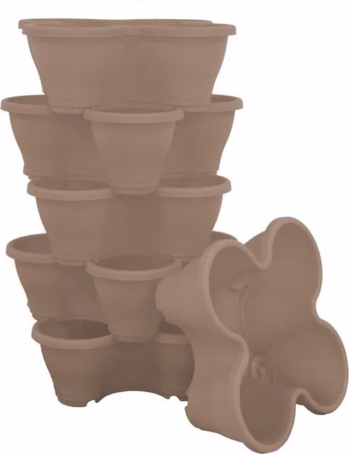 Simpa 6-Piece Quad-Pot Stackable Modular Planter Set in Beige