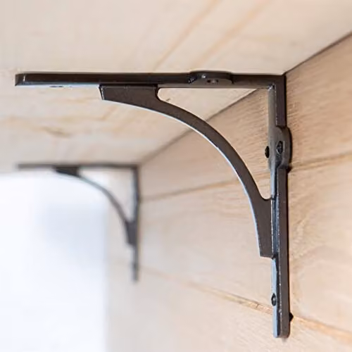 Hammer and Tongs Matt Black Curved Iron Shelf Bracket, Pack of 4, D150mm – 5