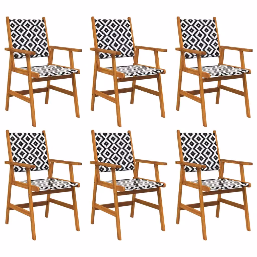 Berkfield Home Set of 6 Brown Solid Acacia Wood Garden Chairs – 1
