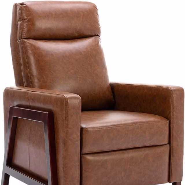 More4Homes Riley Modern Pushback Recliner Chair in Brown Air Leather – 1