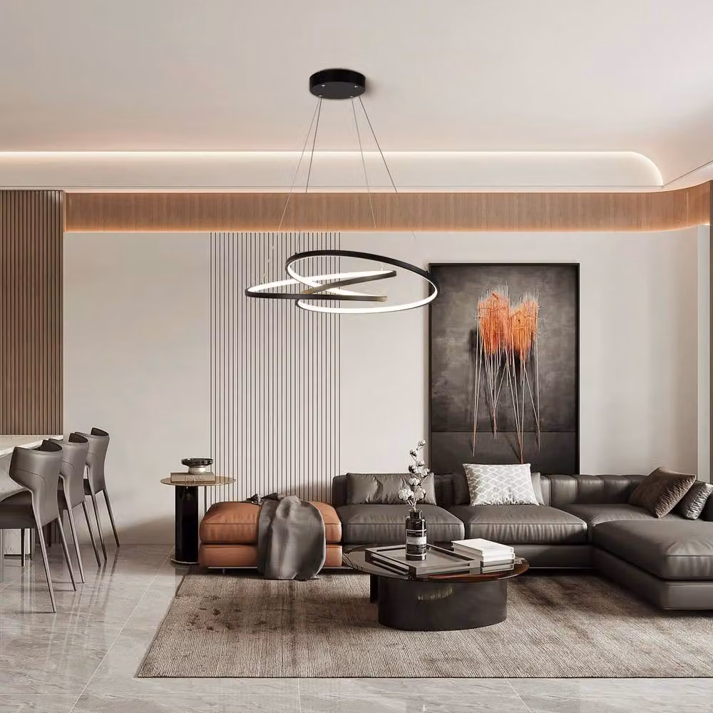 Garwarm 1 Dimmable LED Pendant Ceiling Light with Circular Geometric Design in Black – 3