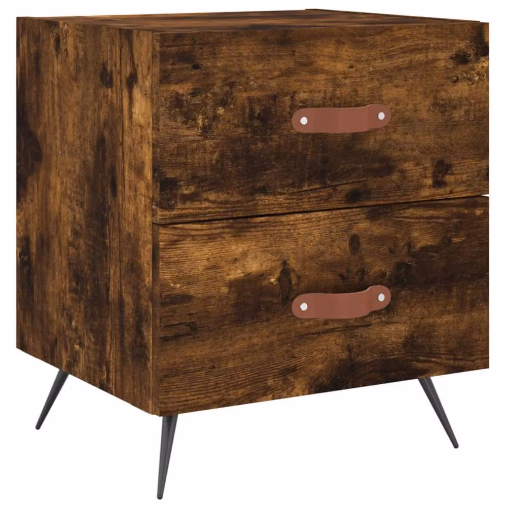 Berkfield Home Modern Bedside Cabinets, 2 Piece Set in Smoked Oak Brown, W/D/H: 40 x 35 x 47.5 cm – 3