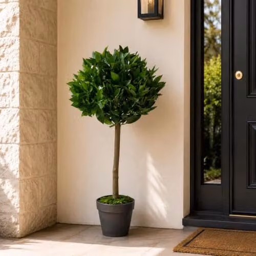 Leaf Design UK Artificial Realistic Bay Laurel Topiary Ball Tree in Green, Height: 90 cm – 2