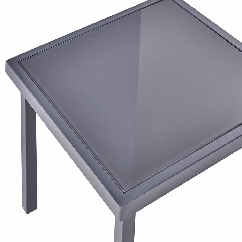 Wyld and Coco Grey Steel 2-Seater Bistro Set with Square Tempered Glass Coffee Table – 3