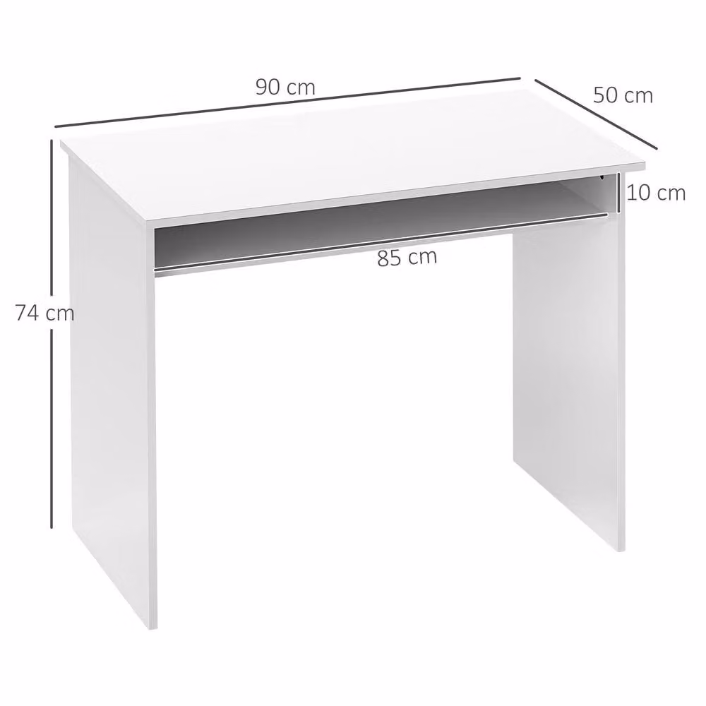 STILVORA Modern Gloss White Writing Desk with Storage Shelf, W/D/H: 90 x 80 x 74 cm – 2