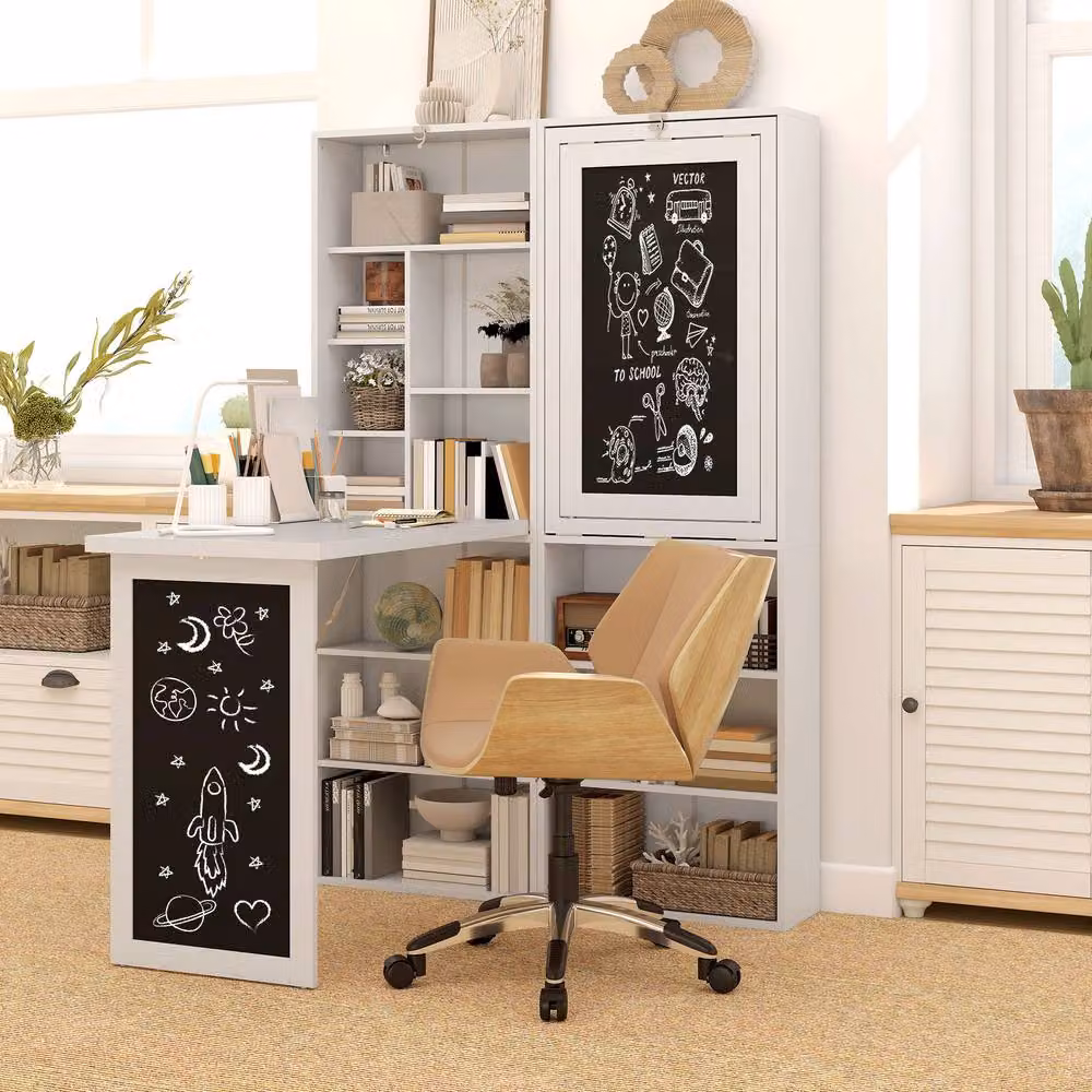 Rolipo 3-In-1 Fold-Out Computer Desk in White – 3