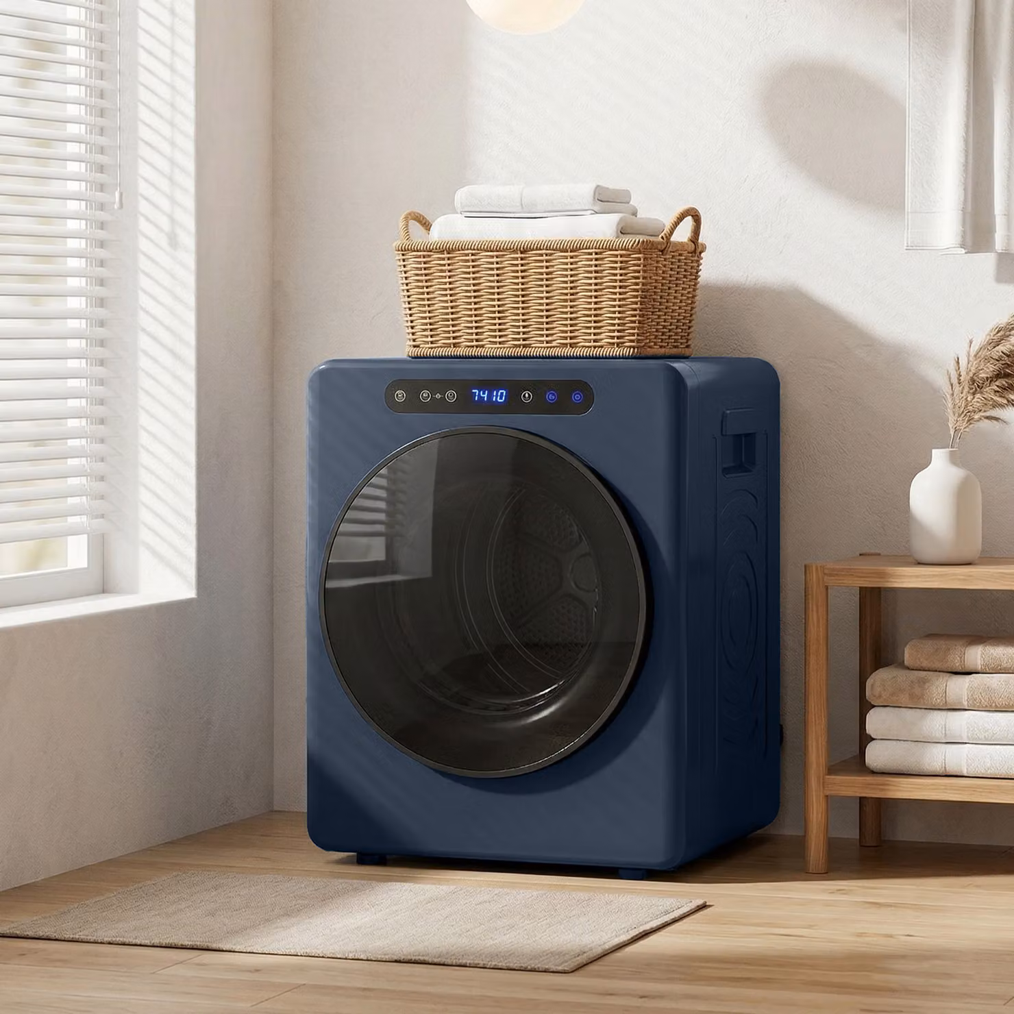 HOMCOM Blue Compact Front Loader Tumble Dryer with 5kg Capacity and Reversible Drum – 2