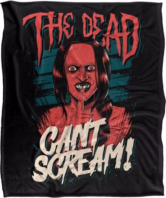 Warner Bros. The Conjuring Last Rites The Dead Cant Scream Extra Large Super Soft Silky Touch Fluffy Polyester Blanket in Black and Multicolour