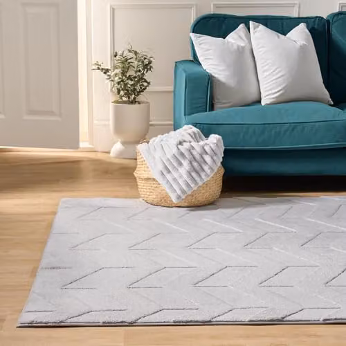 OHS Chervon Scarved Hand Tufted Grey Area Rug, W/D/H: 80 x 150 cm