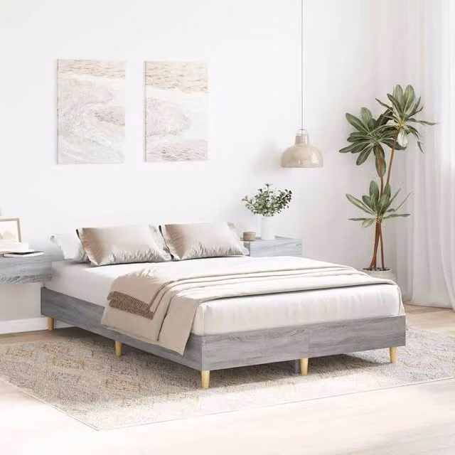 Berkfield Home Durable Small Double Bed Frame in Grey Sonoma, Engineered Wood, W/D/H: 120 x 200 x 25 cm
