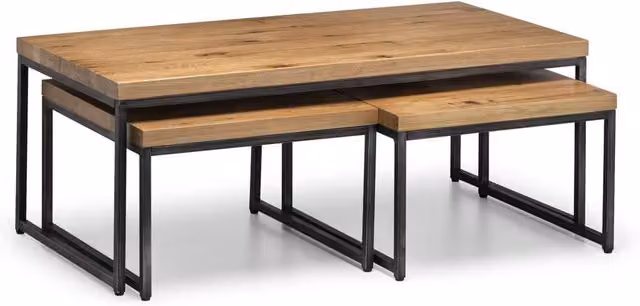 Cheshire Lomond Industrial Nesting Coffee Tables in Oak and Metal