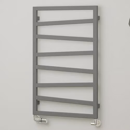 Terma Steel Towel Rail with Integrated Valve in Salt n Pepper Grey, H 83.5 cm x W 50.0 cm