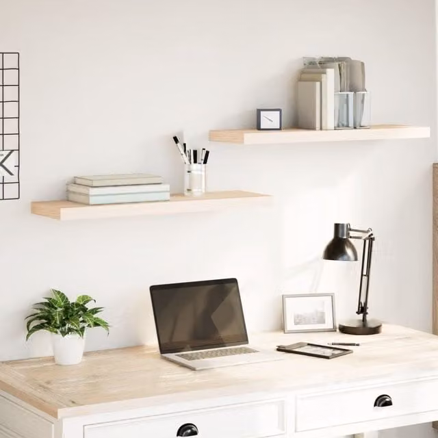 Berkfield Home Floating Wall Mounted Shelves, 2 Pack, Brown Oak Engineered Wood, W: 80 cm, D: 23.5 cm, H: 4 cm