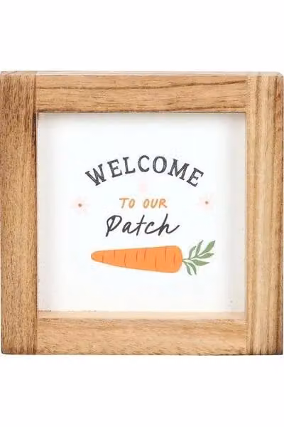 KDMD Welcome to Our Patch Wooden Frame Sign in White – 2