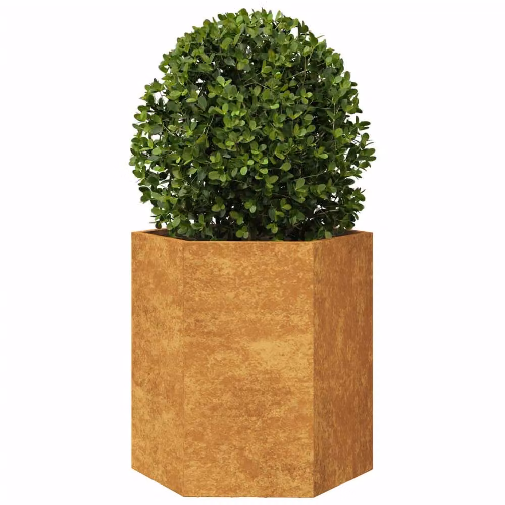 Berkfield Home Garden Hexagon Planter Set of 2, Brown Corten Steel, W: 46 cm, D: 40 cm, H: 45 cm – 4