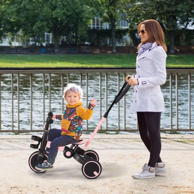 FableKids 7-in-1 Modular Kids Tricycle and Balance Bike, Pink