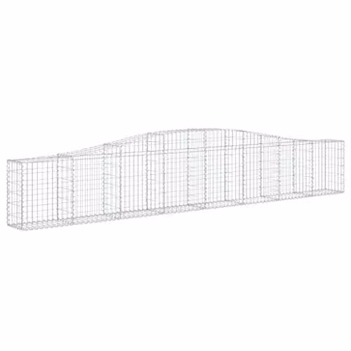 vidaXL Arched Gabion Baskets, 2 Pieces, Silver Galvanised Steel, W: 400 cm, D: 30 cm, H: 60-80 cm