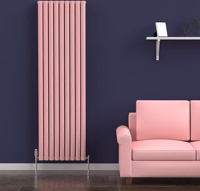 Lux Heat Oval Coloured Vertical Radiator in Pink, H 180 cm x W 54 cm