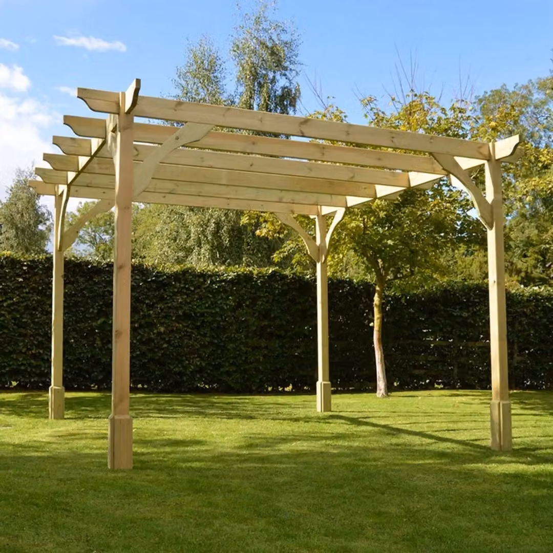 Rutland County Garden Furniture Ltd Premium Wood Pent Pergola in Rustic Brown and Light Green, W: 300 cm, D: 180 cm, H: 270 cm – 2