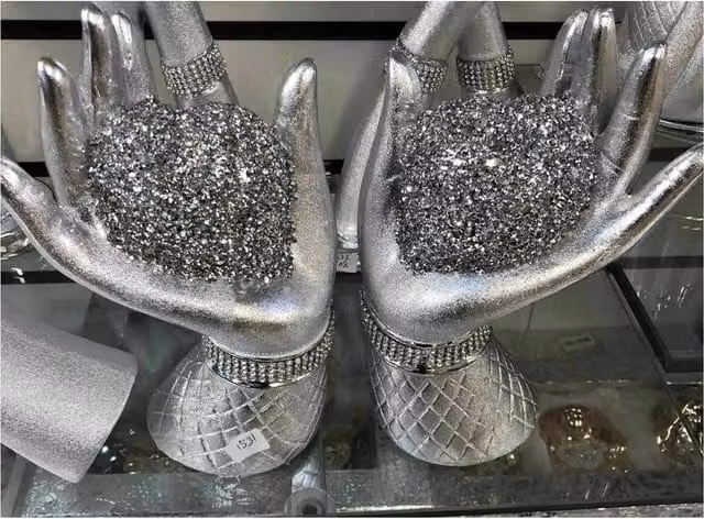 DEENZ Silver Pair of Heart in Hands Sparkle Tabletop Ornament
