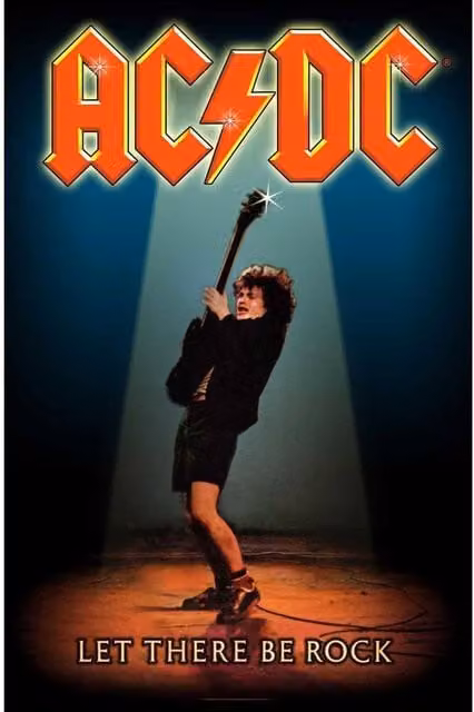 AC/DC Let There Be Rock Textile Poster in Pale Blue