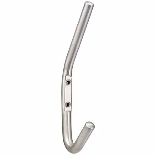 Loops Slimline One Piece Wall Mounted Hat and Coat Hook in Satin Stainless Steel, 5.9 cm Projection