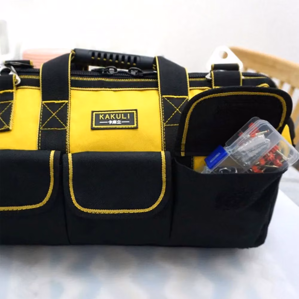 Hinsinc 20 inch Multifunctional Heavy Duty Textile Tool Bag with Shoulder Strap, Multicolour – 6