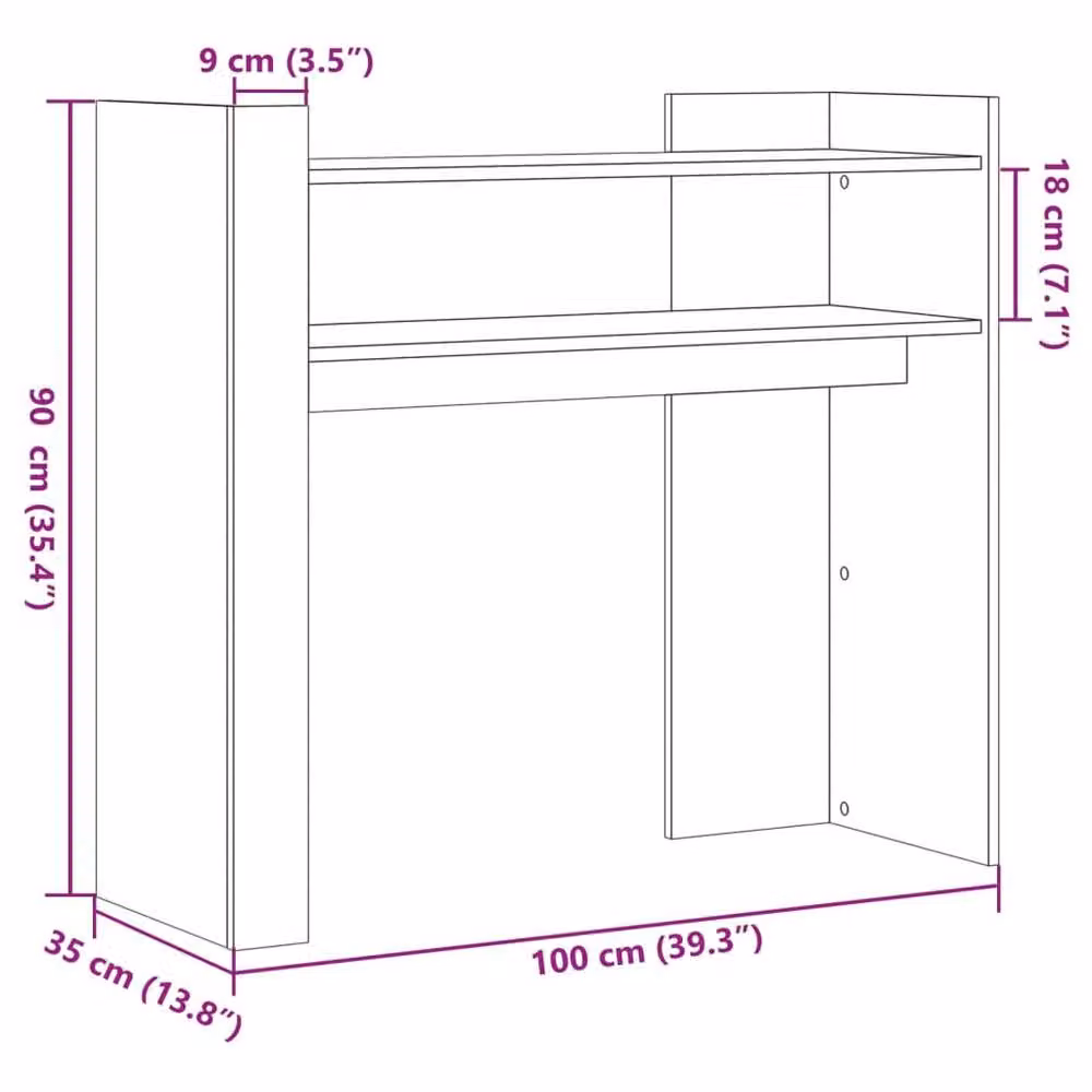 Berkfield Home Classic Console Table in Smoked Oak Brown, W/D/H: 100 x 35 x 90 cm – 3