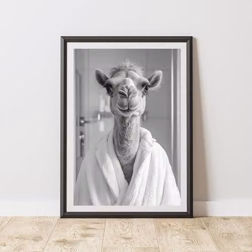 60 Second Makeover Camel Bathrobe Animal Print Paper Poster, W/H: 21.0 x 29.7 cm
