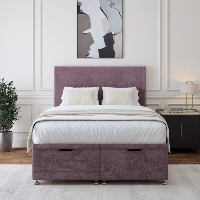 Bedmaster Luxury Velvet Ottoman Divan Base in Purple, W/D/H: 120 x 200 cm