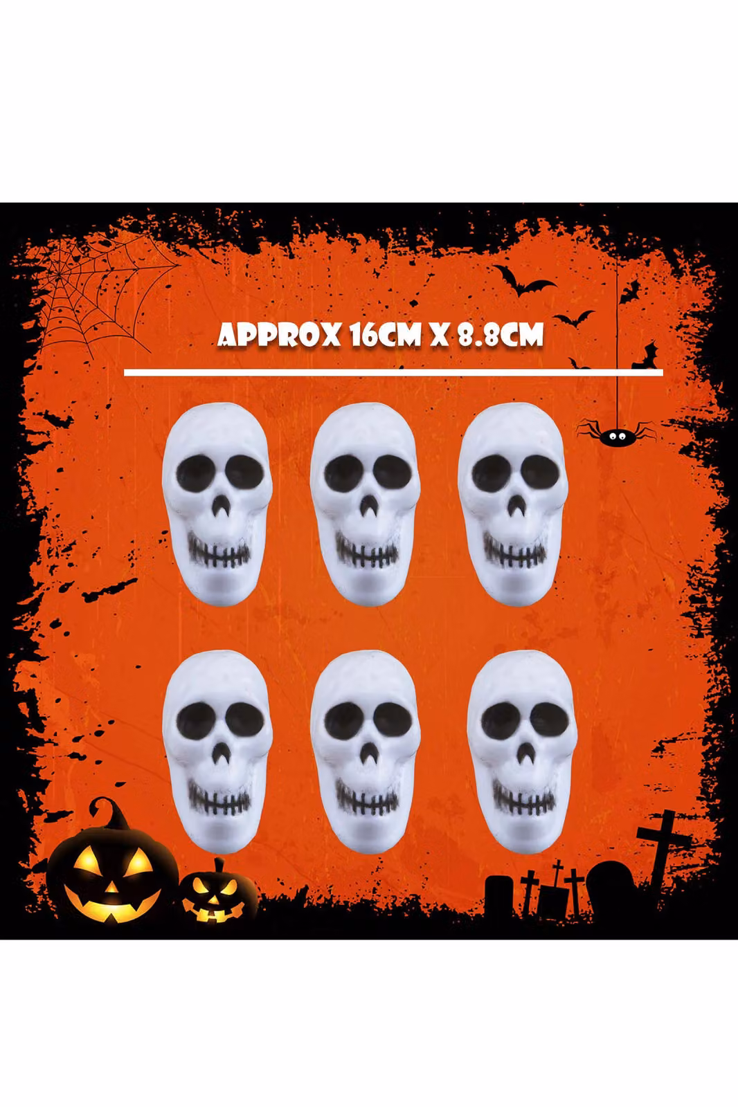 VFM e-Store White Skull and Pumpkin Set of Six Plastic Halloween Party Decorations – 2