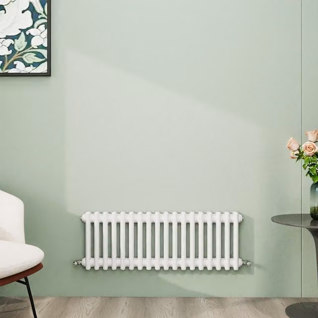 AicaBathroom Horizontal Traditional Cast Iron Style 2 Column Radiator in White, W/D/H: 83 x 30 x 30 cm