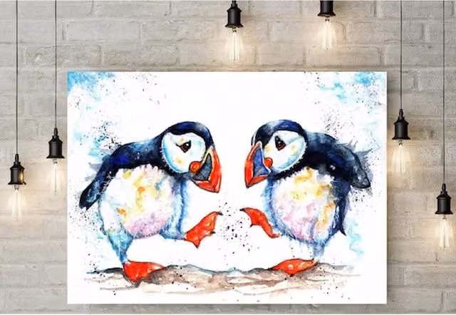 BebesArts Shall We Dance Canvas Wall Art, Blue, W: 30.48 cm, H: 45.72 cm