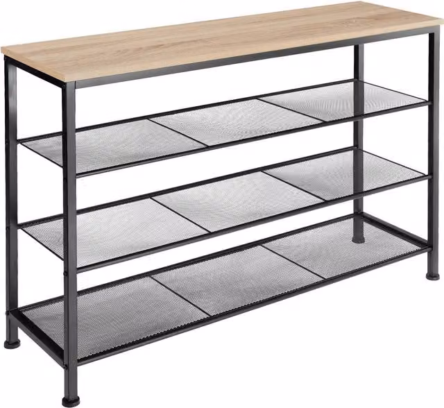 tectake Portsmouth Industrial Shoe Rack in Light Oak and Brown