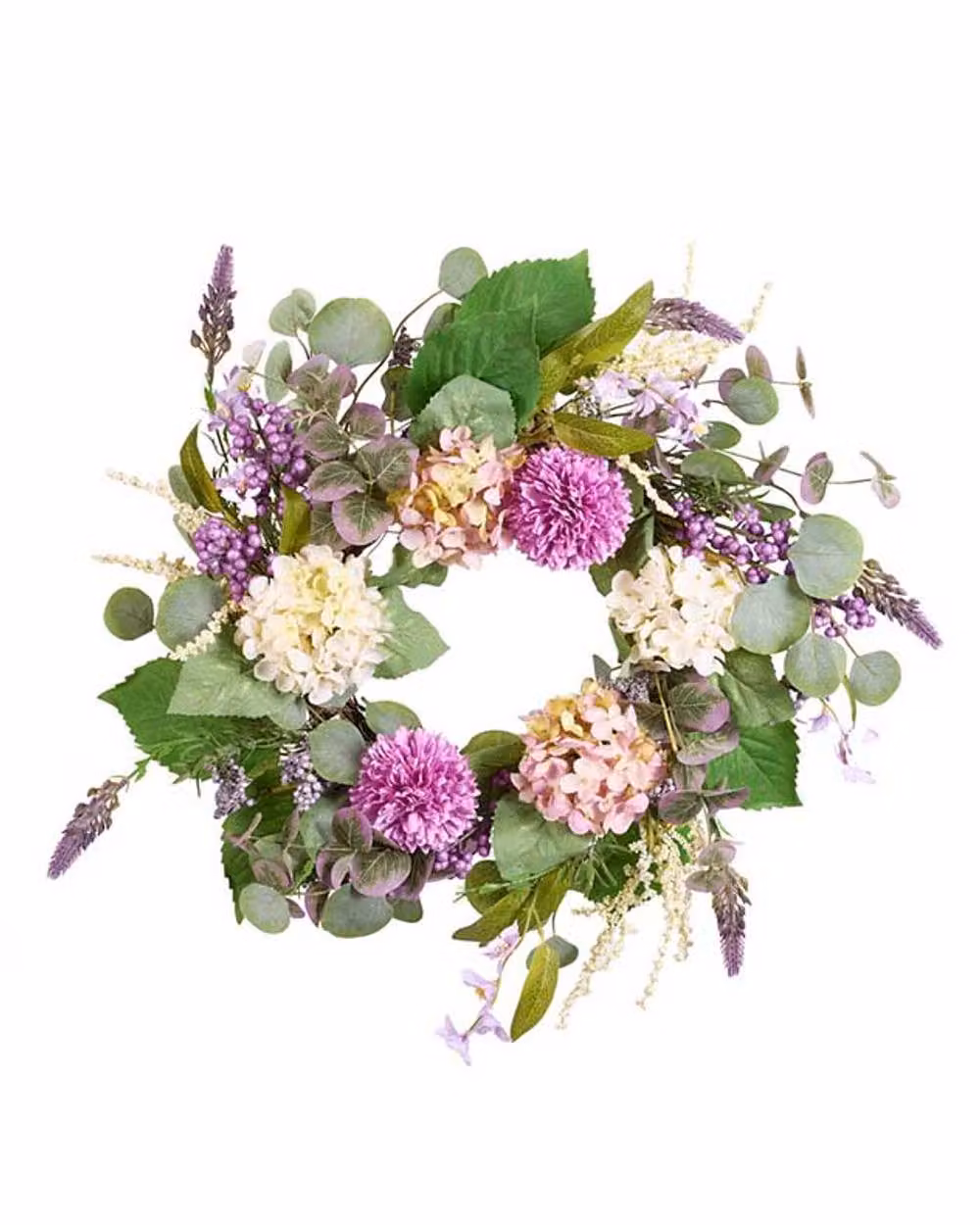 Dibor Floral Summer and Spring Door Wreath in Pink, White and Purple, Diameter: 60 cm – 2