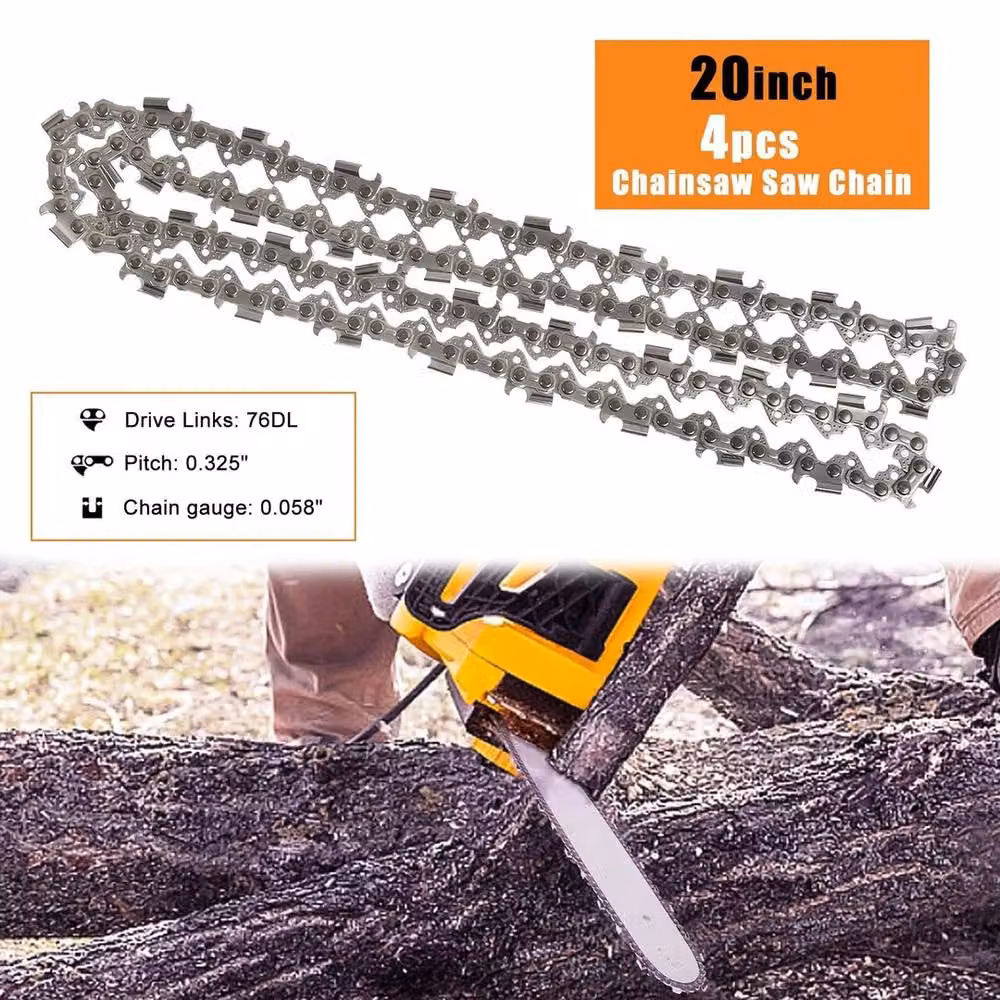 SPETLEK 20 Inch 3/8" LP Chainsaw Saw Chain Parts, 76DL, 0.058, 4 Pack, Silver – 5