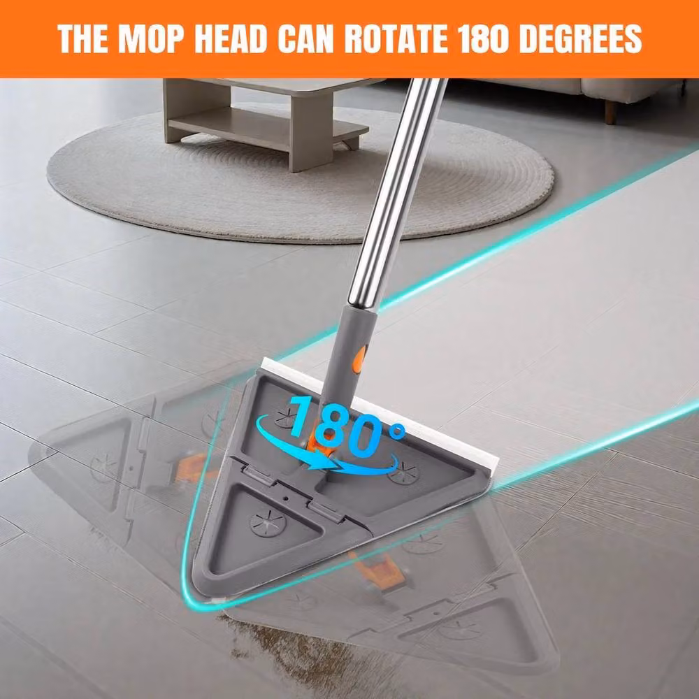 FLAVORA Grey Microfibre Wall Mop with Telescopic Stainless Steel Handle – 4