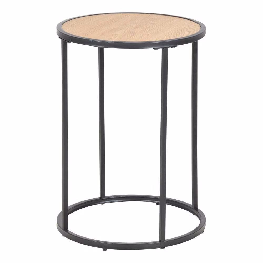 Wyld Haus El Paso Small Round Side Table in Natural with Matt Black Steel Base, W/D/H: 40 x 40 x 55 cm – 3