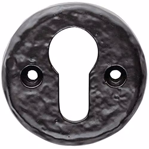 Loops 52mm Euro Profile Round Escutcheon Plate in Black Antique Zinc