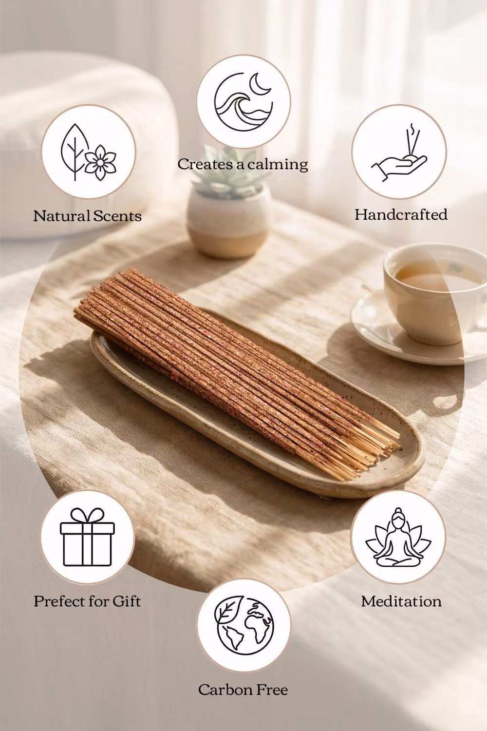 Living and Home Rose Scented Incense Sticks Set in Natural – 3