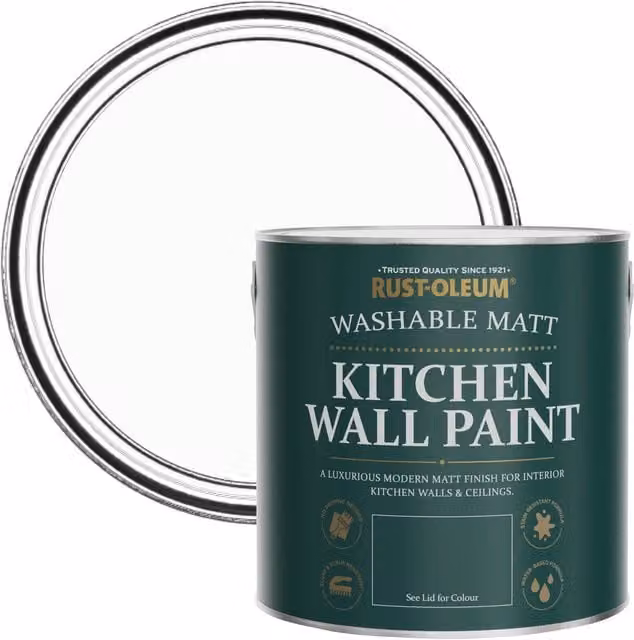 Rust-Oleum Matt Kitchen Wall Paint, Mould Resistant, Grey and White, 2.5L