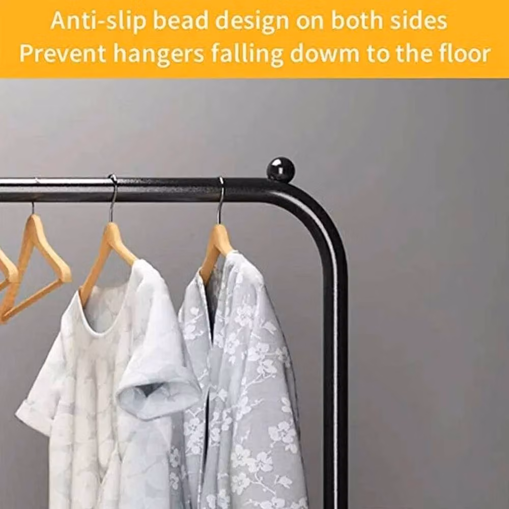 VOGREX Black Metal Clothes Hanger Stand Garment Rack with Bottom Shoe Shelf, H: 160.0 cm, W: 102.0 cm – 3