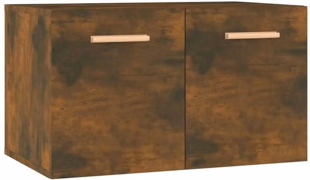 Berkfield Home Wall Mounted Smoked Oak Cabinet in Brown, W/D/H: 60 x 35 x 35 cm