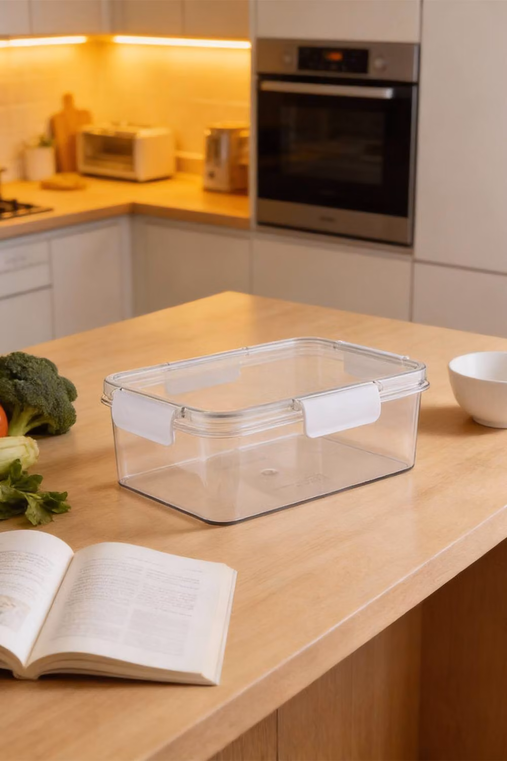 Living and Home 5-Piece Set of Transparent Plastic Fridge Food Storage Containers with Snap Lids – 6